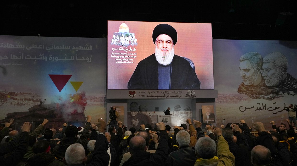 Thủ lĩnh phong trào Hezbollah, Hassan Nasrallah có bài&nbsp;phát biểu hôm 3/1/2024.