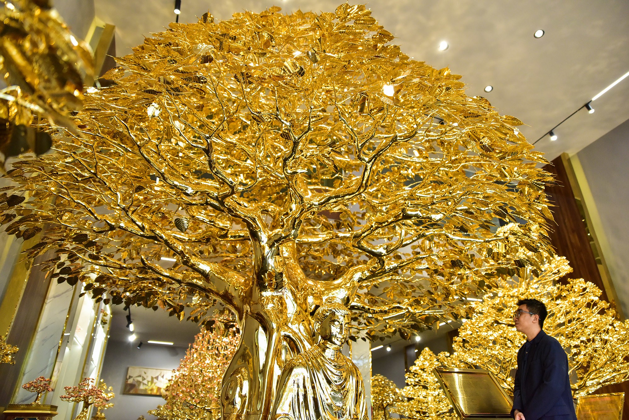 Choáng ngợp cây bồ đề mạ vàng nặng hơn 1 tấn, trị giá hàng chục tỷ đồng - 2