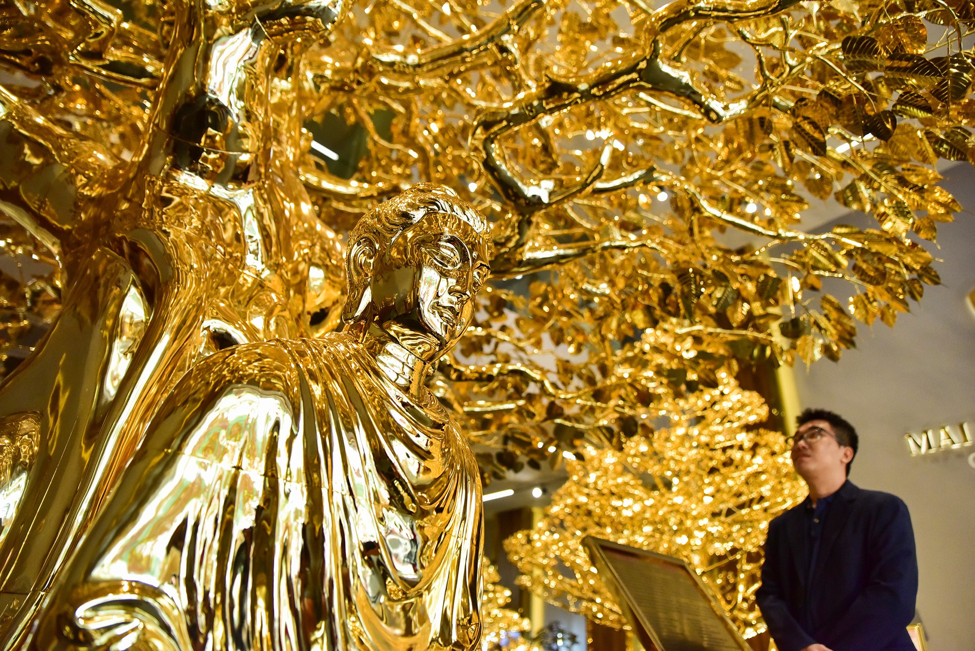 Choáng ngợp cây bồ đề mạ vàng nặng hơn 1 tấn, trị giá hàng chục tỷ đồng - 4