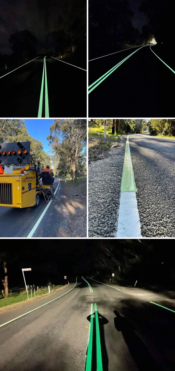 Công ty Úc giới thiệu công nghệ sơn đường cao tốc phát sáng trong bóng tối.
