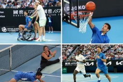 Thể thao - Djokovic hóa &quot;Vua hề tennis&quot; ở Úc, ra ký hiệu lạ với mỹ nhân tennis