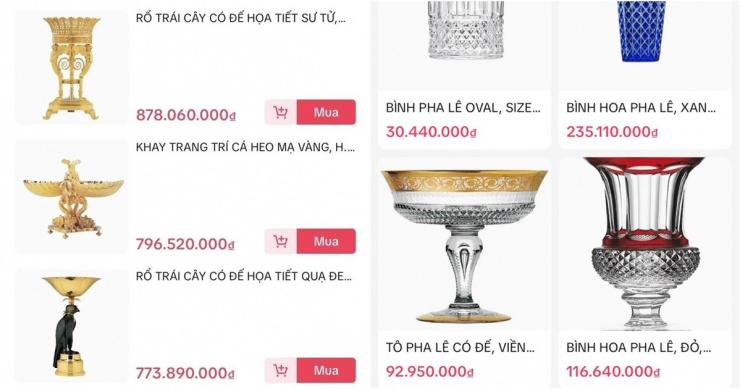 Giỏ hàng TikTok Shop của NTK Thái Công bán những sản phẩm xa xỉ.