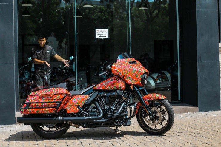Màu sắc sặc sỡ khiến cho diện mạo của chiếc Harley-Davidson lạ lẫm. Ảnh: TN