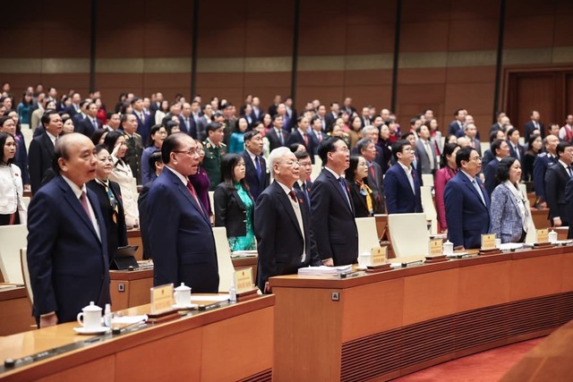 Tổng Bí thư Nguyễn Phú Trọng cùng các lãnh đạo, nguyên lãnh đạo Đảng, Nhà nước dự phiên khai mạc kỳ họp bất thường lần thứ 5, Quốc hội khóa XV