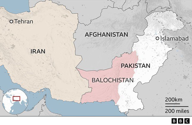 Bản đồ Iran - Pakistan. Nguồn: BBC