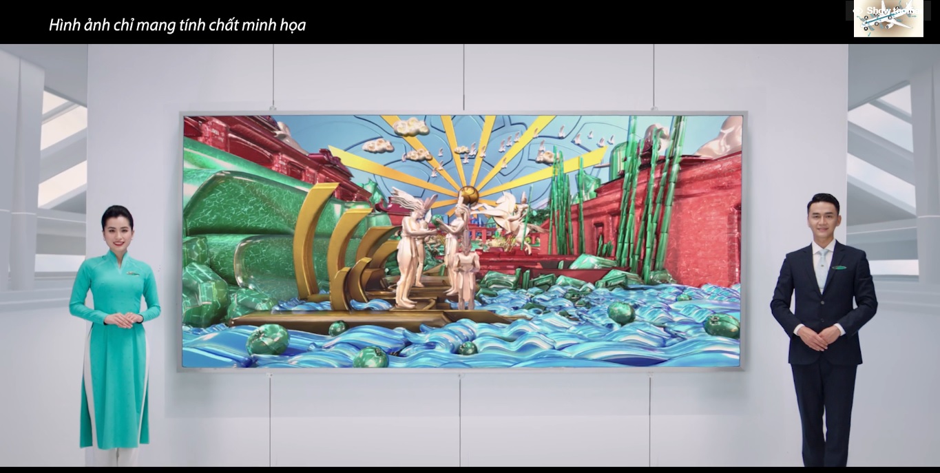 Bức phù điêu mô phỏng câu chuyện văn hóa Việt (Ảnh: Vietnam Airlines).