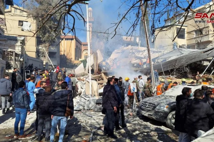 Hiện trường sau cuộc không kích của Israel vào thủ đô Damascus - Syria ngày 20-1. Ảnh: SANA