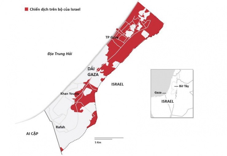 Chiến dịch trên bộ của Israel nhằm tiêu diệt Hamas. Nguồn: WSJ