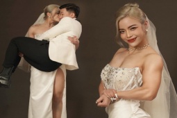 Bạn trẻ - Cuộc sống - Cô dâu cơ bắp cuồn cuộn bế bổng chú rể nhẹ như lông hồng