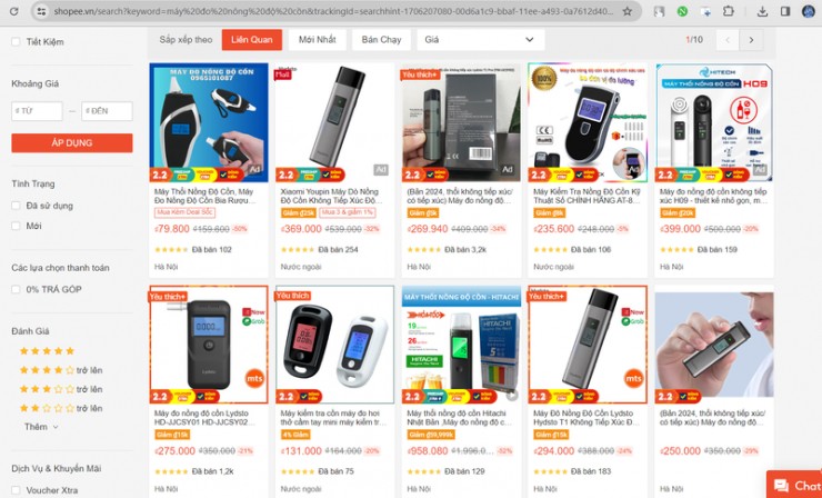 &nbsp;Thị trường máyđo nồng độ cồn cũng rất đa dạng về mẫu mã, kiểu dáng và giả cả