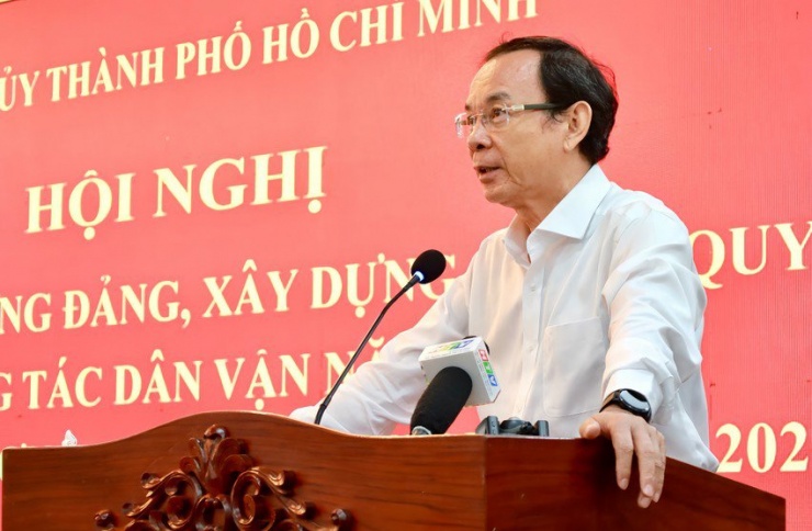 Bí thư TP.HCM Nguyễn Văn Nên phát biểu tại hội nghị. Ảnh: DI LINH