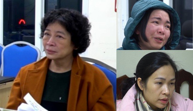 Bà Hòa (trái) cùng các đối tượng liên quan trong vụ án.