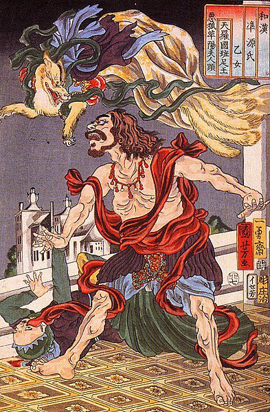 Tranh vẽ hồ ly 9 đuôi của tác giả Utagawa Kuniyoshi sống vào thời kỳ Edo, Nhật Bản.