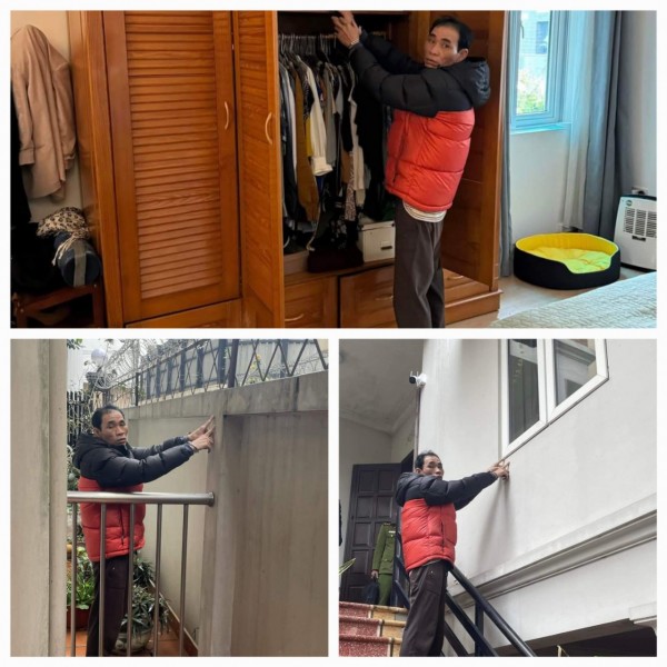 Đối tượng Nguyễn Ngọc Vượng thực nghiệm hiện trường vụ đột nhập vào nhà người nước ngoài trộm cắp tài sản.