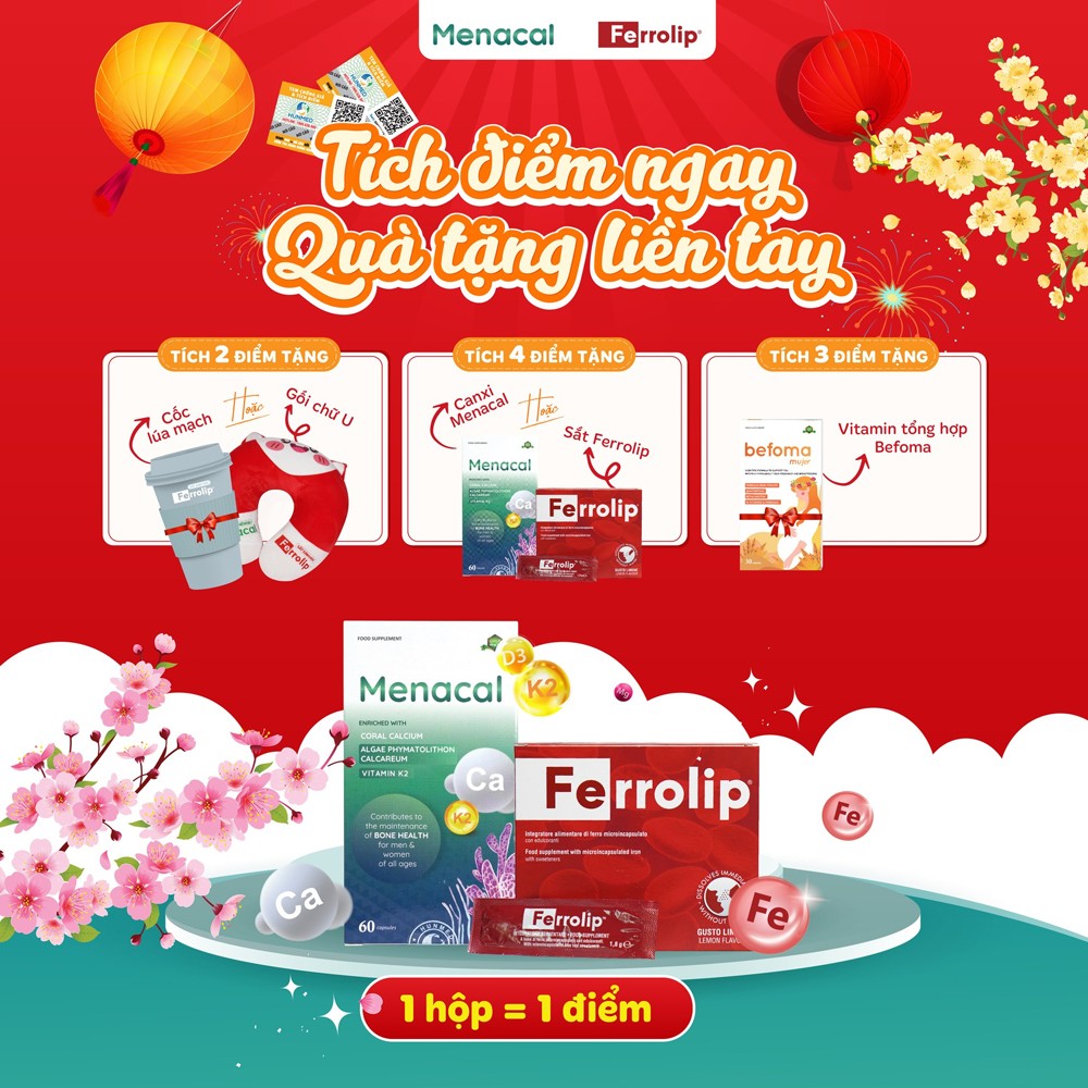 Tích điểm đổi quà Ferrolip và Menacal - Mua 4 tặng 1 hộp cùng loại - Tích càng nhiều, quà càng lớn - 1