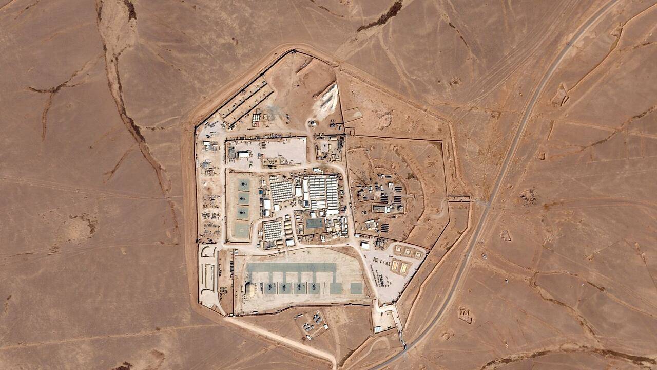 Ảnh vệ tinh chụp căn cứ Tháp 22 của Mỹ ở Jordan (ảnh: AP)
