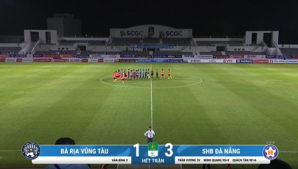 Kết quả trận đấu CLB SHB Đà Nẵng thắng CLB Bà Rịa-Vũng Tàu với tỉ số 3-1.