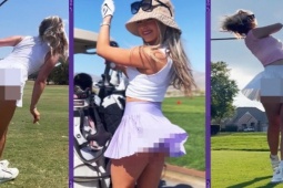 Thể thao - "Gái 1 con" diện váy ngắn chơi Golf, cánh mày râu bị mất tập trung