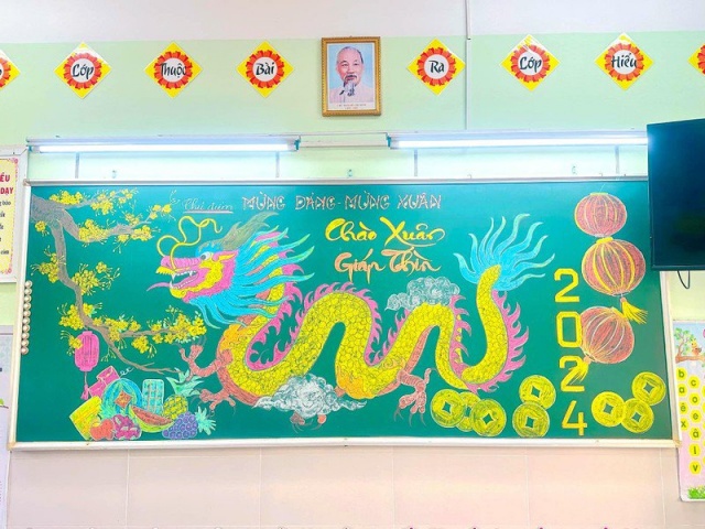 Bạn trẻ - Cuộc sống - Cô giáo tiểu học dùng phấn vẽ rồng lên bảng nhìn "cực chất"