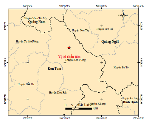 Từ đầu năm 2024 đến nay, tại khu vực huyện Kon Plông, tỉnh Kon Tum đã ghi nhận 17 trận động đất