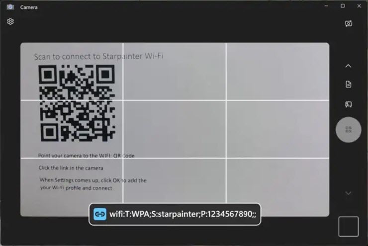 Dùng webcam của máy tính Windows 11 để quét mã QR kết nối Wi-Fi.