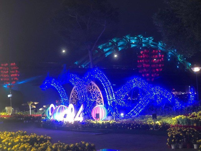 Đường hoa lung linh về đêm. Ảnh: Cổng Thông tin Điện tử thành phố Đà Nẵng