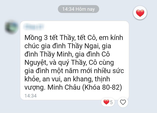 Tin nhắn chúc tết ngày mùng 3 Tết của cựu học sinh trường THPT Nguyễn Hữu Cầu (huyện Hóc Môn, TP HCM)
