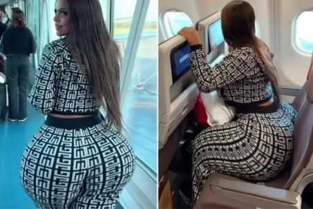 Cô nàng “siêu vòng 3” không thể ngồi vừa hai ghế trên máy bay