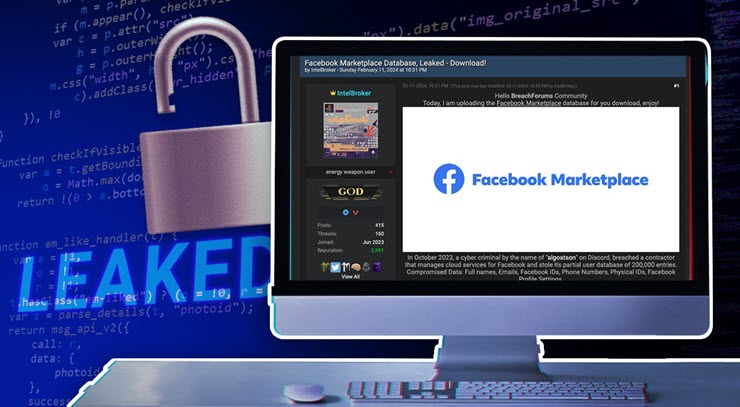 Facebook Marketplace bị tấn công khiến hơn 200.000 dữ liệu cá nhân bị rò rỉ.