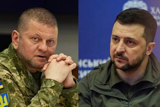 Tổng thống Ukraine Volodymyr Zelensky (phải) và cựu Tổng tư lệnh quân đội Ukraine Valery Zaluzhny. Ảnh: EPA