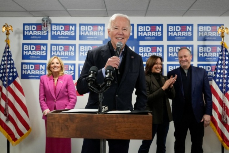 Tổng thống Joe Biden phát biểu tại lễ khai mạc Văn phòng chiến dịch tranh cử Tổng thống của ông ở Wilmington, Delaware, Mỹ ngày 3/2. Ảnh: Reuters