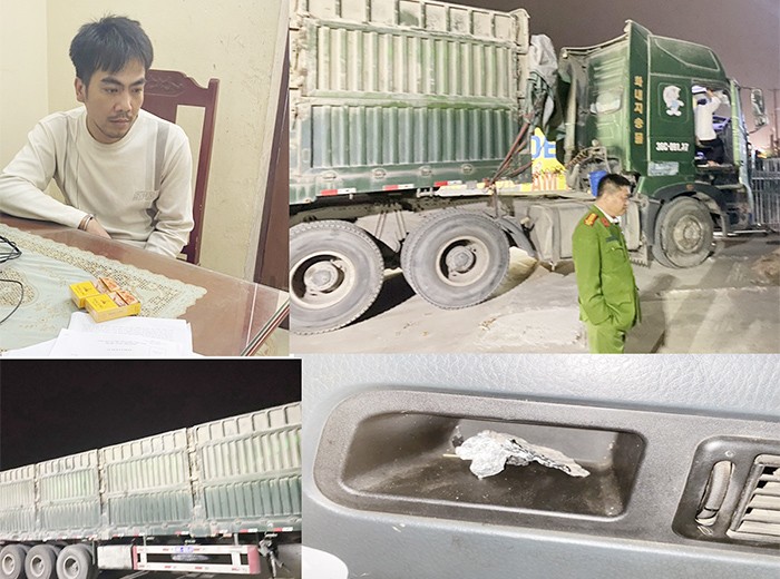 Đối tượng Trương Văn Định, bị bắt quả tang đang sử dụng ma túy trên xe container