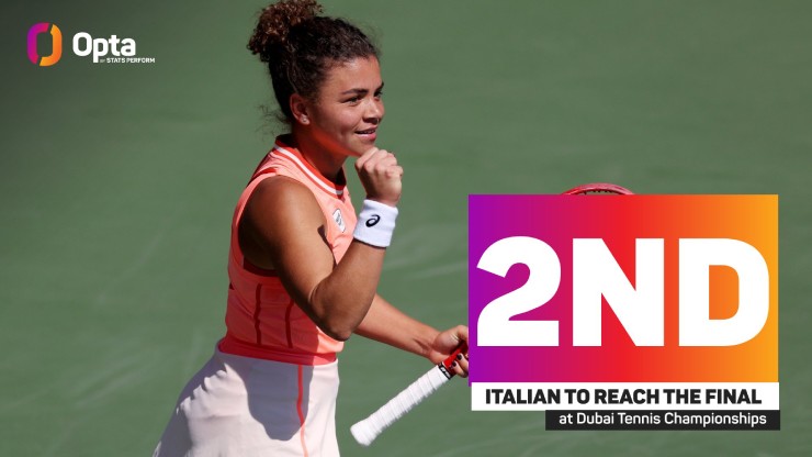 Jasmine Paolini là tay vợt nữ thứ 2 của Ý vào chung kết Dubai sau Sara Errani vào chung kết các năm 2013 và 2016.