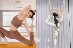 Thể thao - Hot girl yoga Trà My xoạc chân trên dây ngoạn mục, vẫn giữ eo 60 cm sau Tết