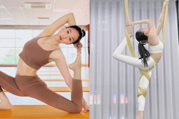 Thể thao - Hot girl yoga Trà My xoạc chân trên dây ngoạn mục, vẫn giữ eo 60 cm sau Tết