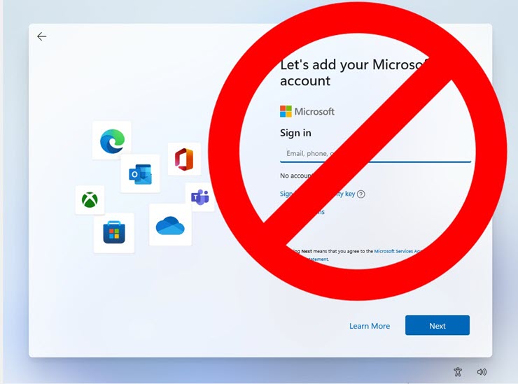 Bước yêu cầu đăng nhập tài khoản Microsoft khi thiết lập Windows 11.