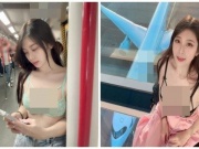 Bạn trẻ - Cuộc sống - Phát ngượng với hot girl mặc nội y tại sân bay, tàu điện