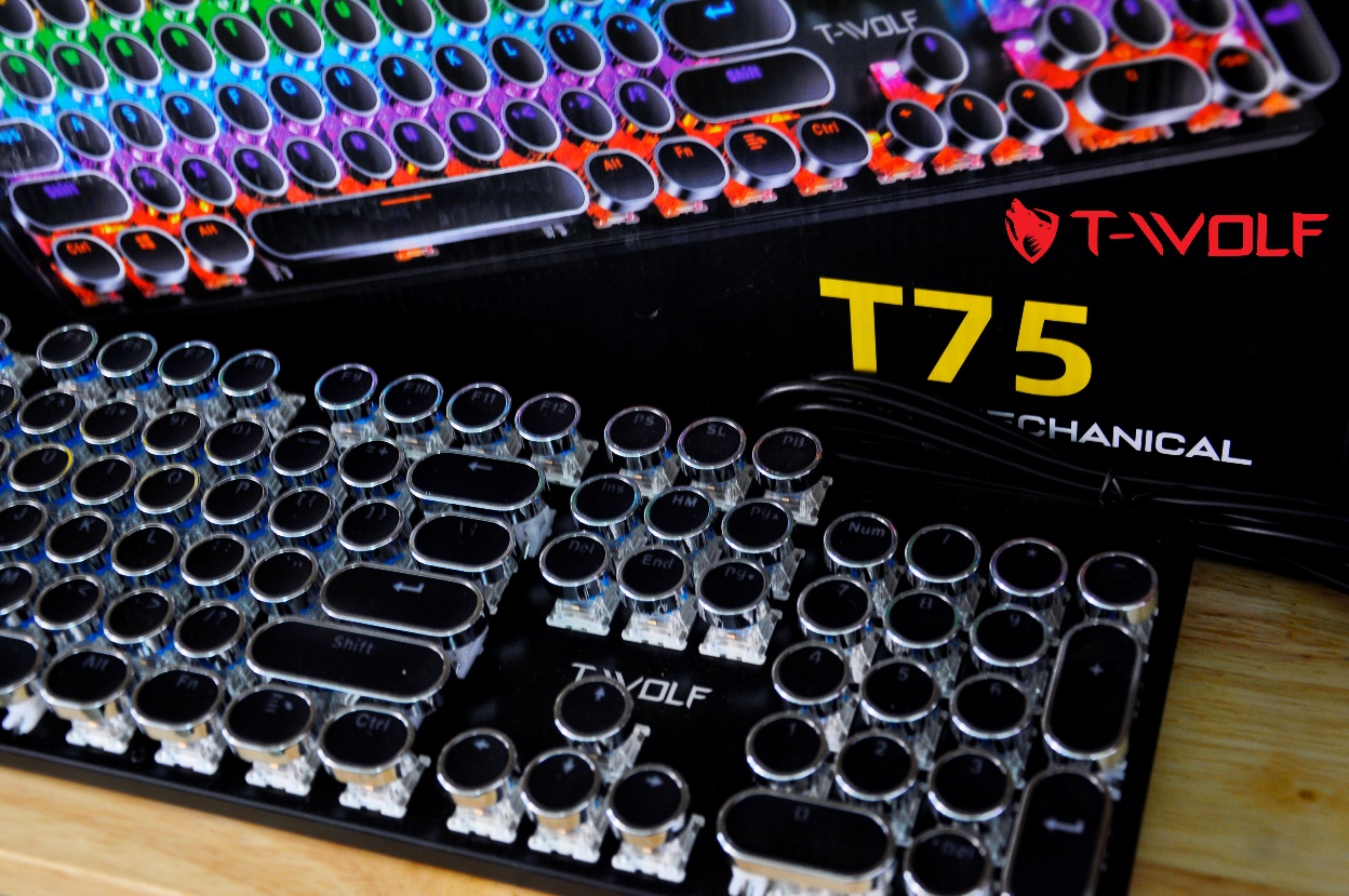 Bàn phím cơ T-WOLF thiết kế tinh gọn, trải nghiệm phím mượt mà, phù hợp với đối tượng trẻ thích cá nhân hóa góc học tập – làm việc