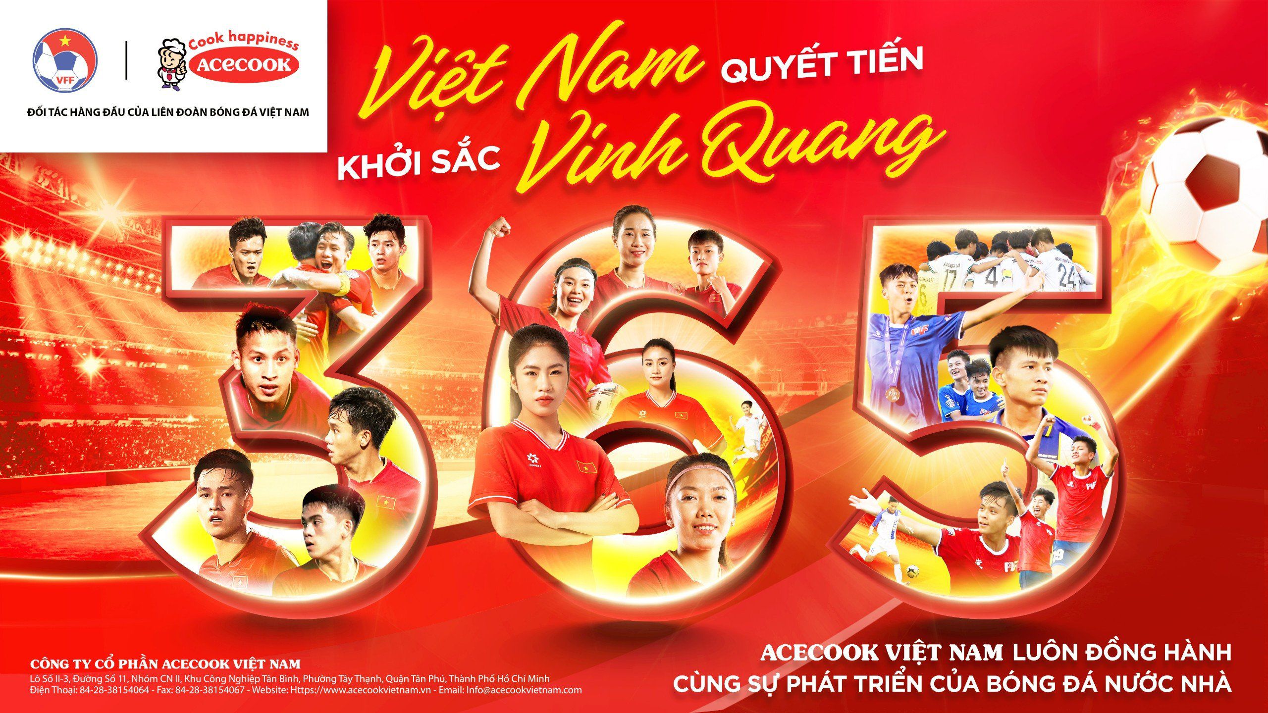 Acecook Việt Nam luôn đồng hành cùng sự phát triển của bóng đá nước nhà. Ảnh: Acecook Việt Nam