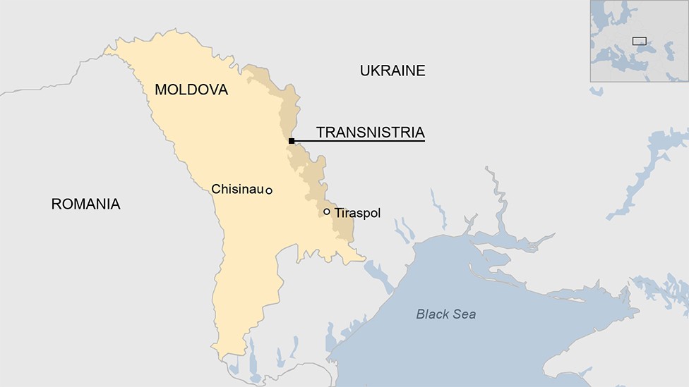 Transnistria là vùng lãnh thổ ly khai của Moldova, giáp tây nam Ukraine.