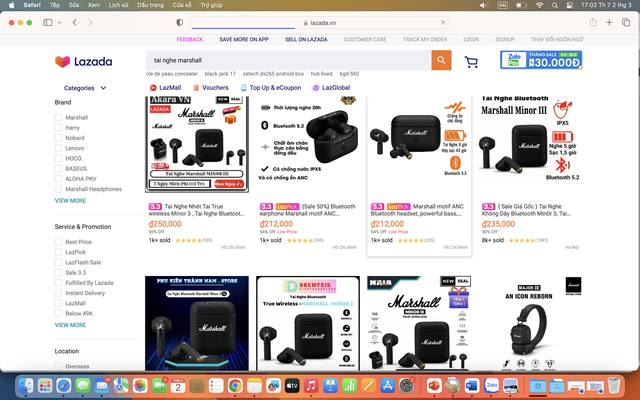 Các sản phẩm tai nghe Marshall giá siêu rẻ bán đầy trên website thương mại điện tử