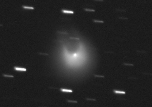 Một hình ảnh đen trắng giúp thấy rõ sao chổi đã mọc xong hai chiếc sừng kỳ dị - Ảnh: Eliot Herman