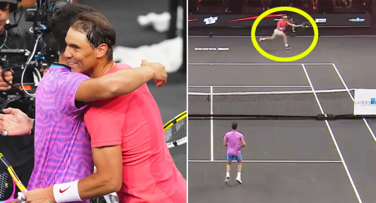 Alcaraz chỉ đứng nhìn 2 tình huống phô diễn kĩ năng của Nadal