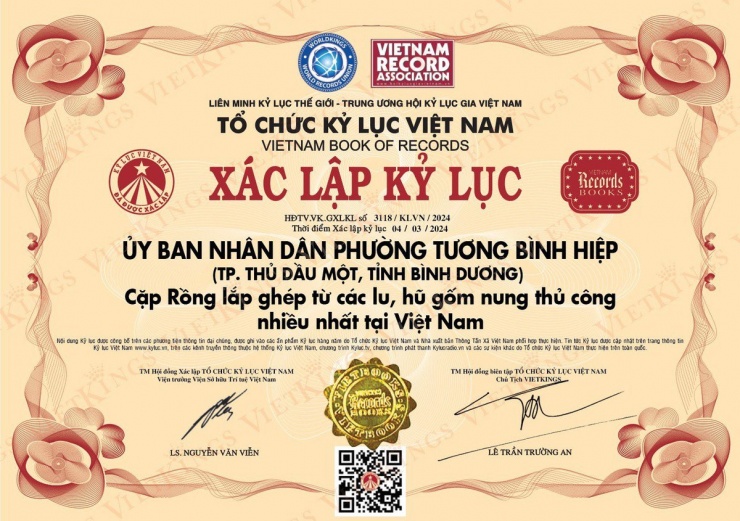 Tổ chức Kỷ lục Việt Nam sẽ tổ chức buổi trao chứng nhận cho UBND phường Tương Bình Hiệp.