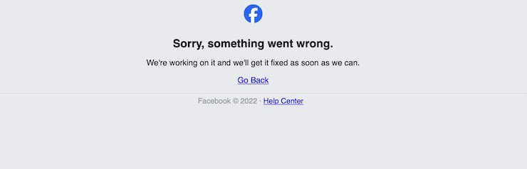 Thông báo lỗi khi truy cập Facebook bằng trình duyệt web tối 5/3.