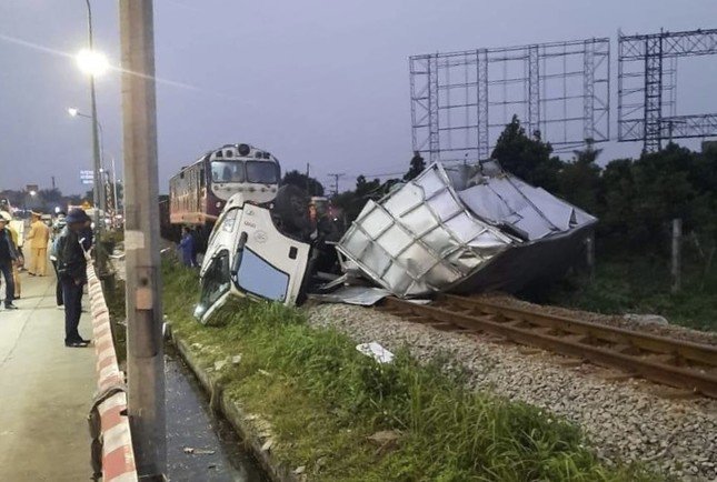 Hiện trường vụ tai nạn giao thông đường sắt ở Hải Phòng.