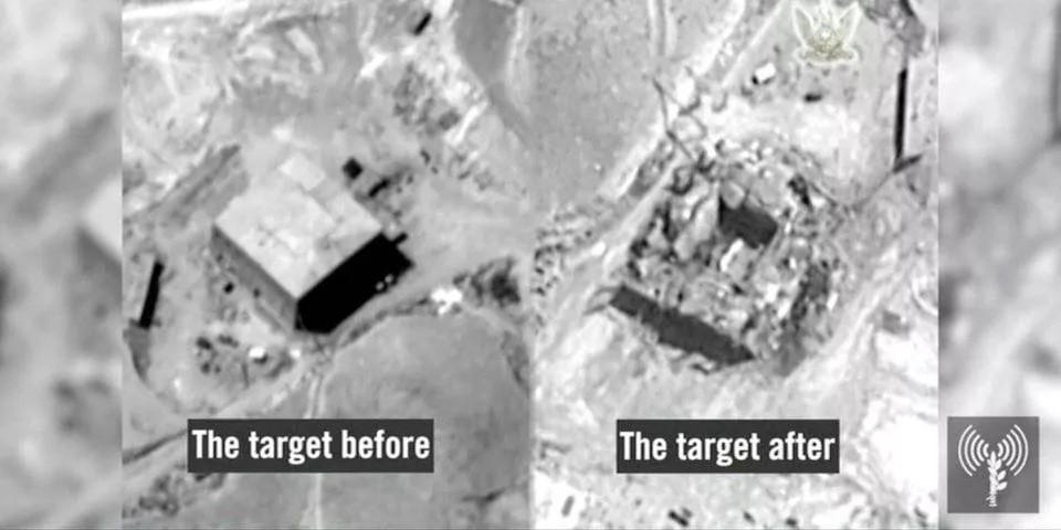 Lò phản ứng hạt nhân Al Kibar trước và sau khi bị Israel không kích (ảnh: Ynet News)