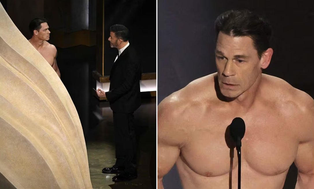 Nam diễn viên John Cena gây sốc khi gần như khỏa thân xuất hiện trên sân khấu trao giải Oscar