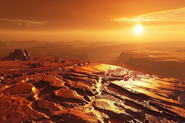 Sao Hỏa thuở sơ khai có thể đã sinh ra vật liệu ban đầu cho sự sống ngay trong bầu khí quyển - Ảnh: SCITECH DAILY