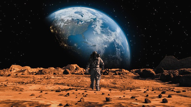 Trái Đất nhìn từ Sao Hỏa - Ảnh đồ họa: SPACE.COM
